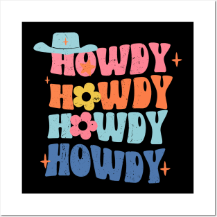 Groovy Howdy Rodeo Western Country Southern Cowgirl colorful Posters and Art